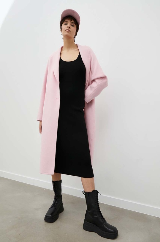 American Vintage płaszcz wełniany DADO17HE23 różowy AW23