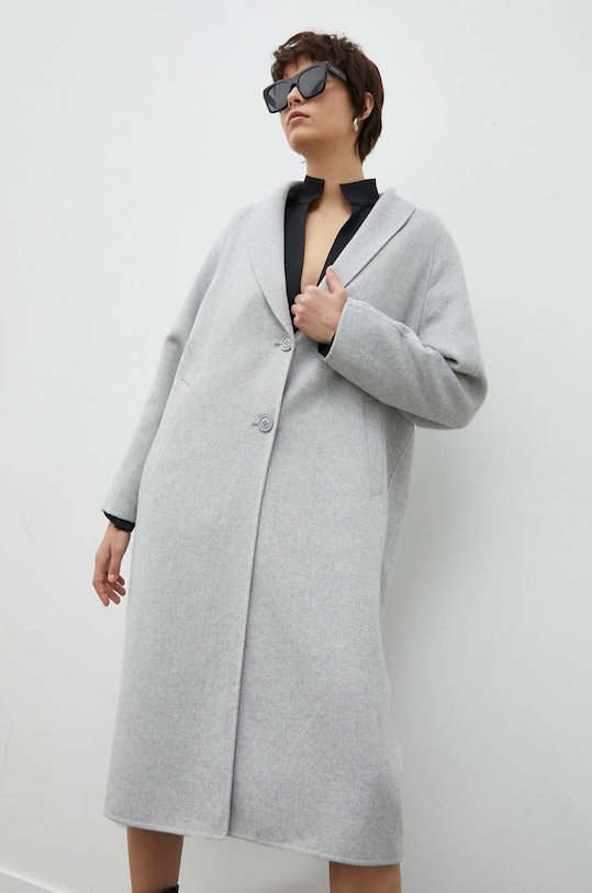 Вълнено палто American Vintage сив DADO17HCE23