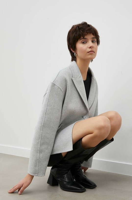 American Vintage kurtka wełniana DADO17ICE23 szary SS23