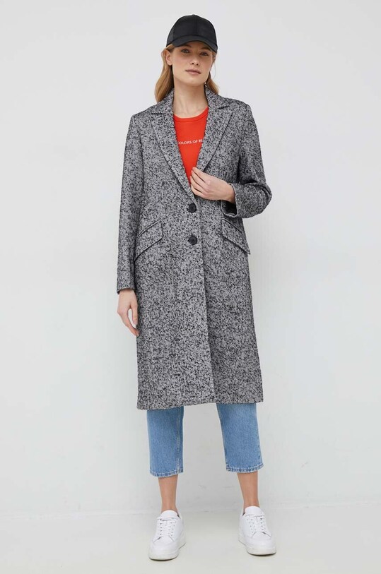 Sisley płaszcz z domieszką wełny 2GV8LN026.911 czarny SS23