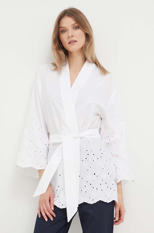 United Colors of Benetton marynarka bawełniana tkanina biały 281YDW00W.101