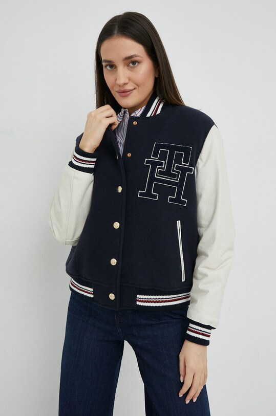 Tommy Hilfiger geaca de lana cu captuseala bleumarin WW0WW37308.PPYX