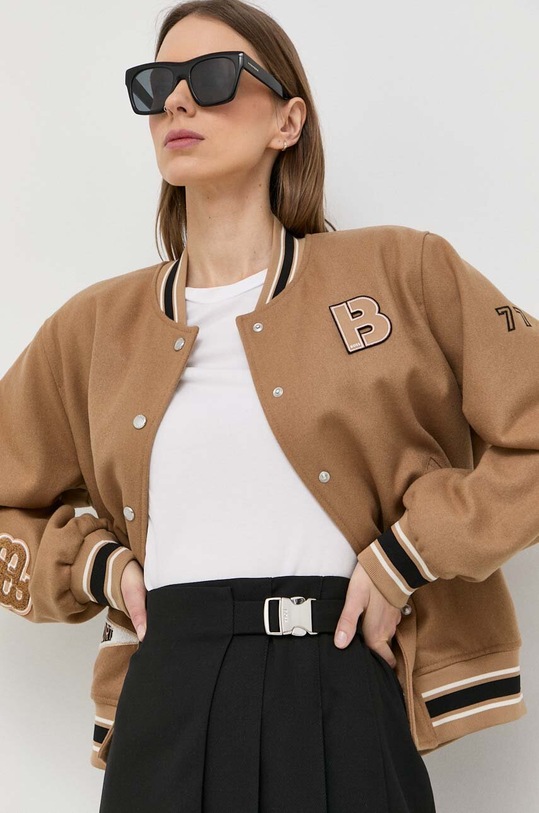 BOSS kurtka bomber wełniana przejściowe beżowy 50483272