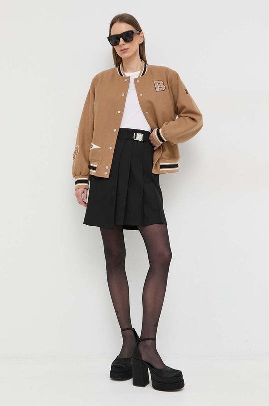 BOSS kurtka bomber wełniana 50483272 beżowy SS23