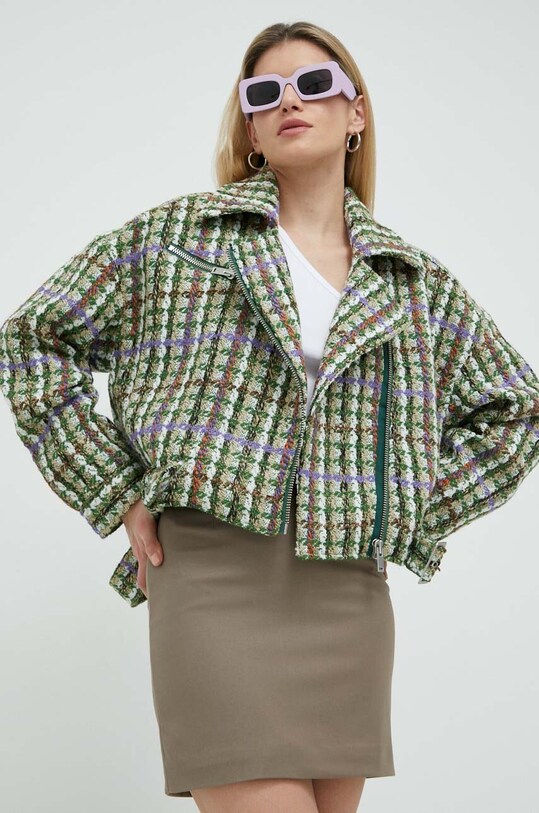 Jakna s primesjo volne Gestuz Oversize zelena 10906818
