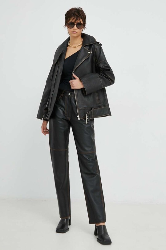 By Malene Birger ramoneska skórzana Q71742001Z brązowy SS24