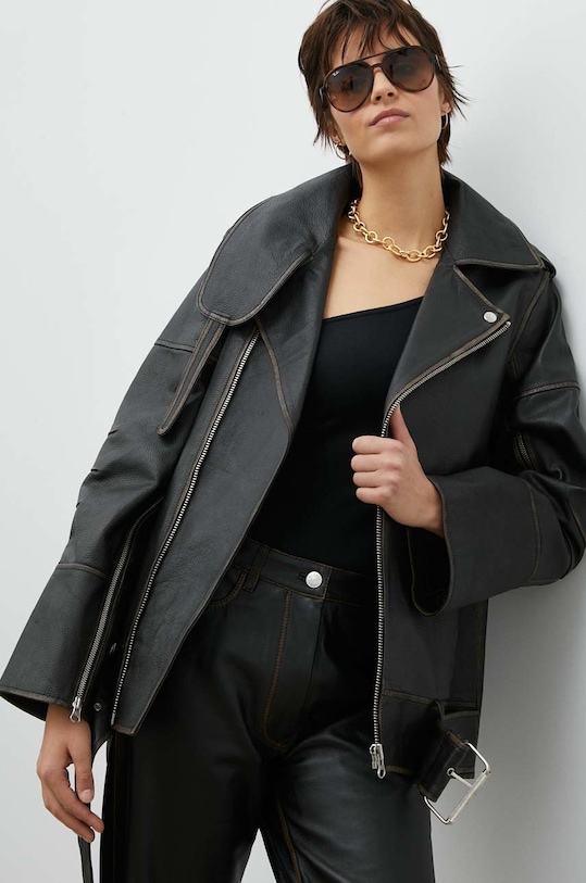 Δερμάτινο jacket By Malene Birger Q71742001Z καφέ