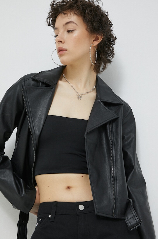 Δερμάτινο μπουφάν Hollister Co. μαύρο KI344.3023.900