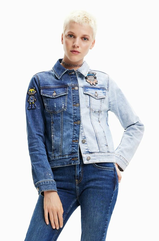 Desigual kurtka jeansowa bez kaptura niebieski 23SWED43