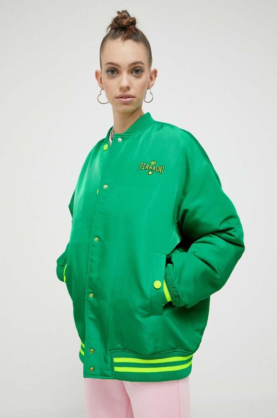 Chiara Ferragni giacca bomber Ferragni Stretch non isolato verde 74CBSD01