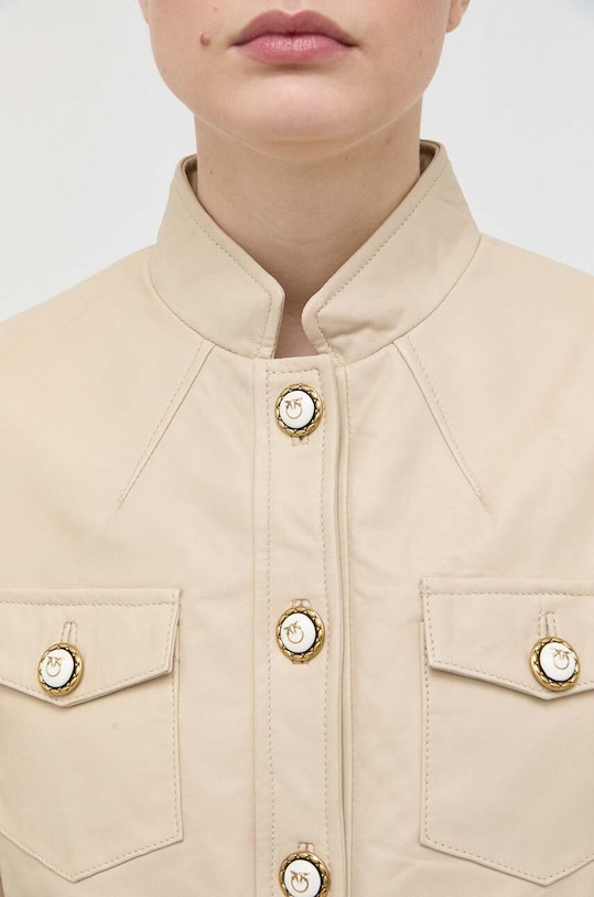 Pinko kurtka skórzana beżowy 100432.Y6CR