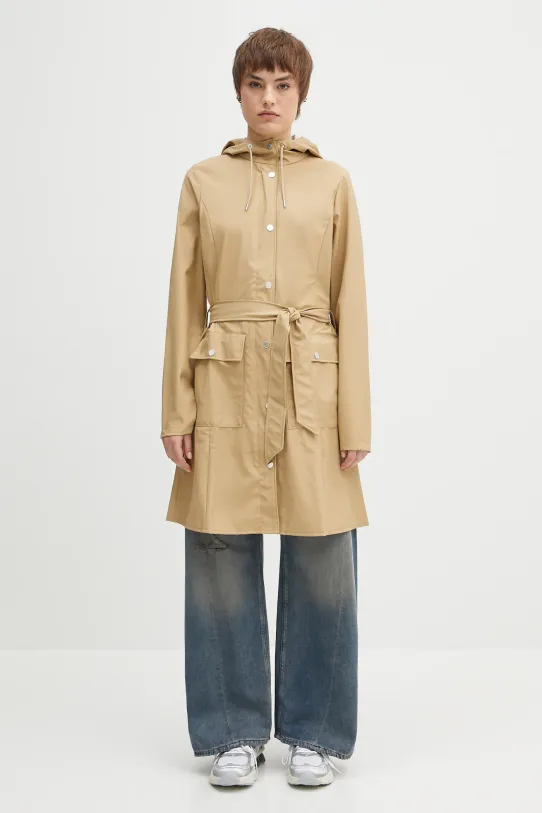 Дощовик Rains 18130 Curve Jacket з капюшоном бежевий 18130.24