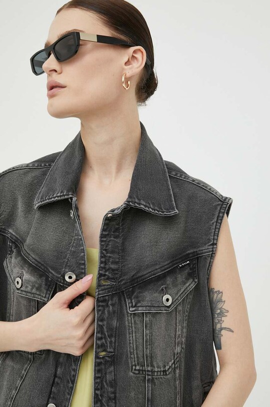 Γιλέκο τζιν G-Star Raw χωρίς κουκούλα γκρί D22581.D291