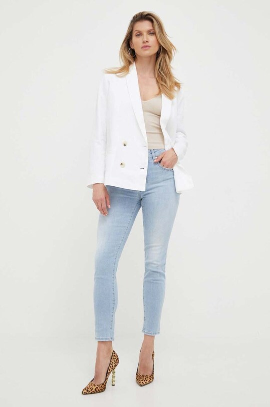 Armani Exchange marynarka lniana 3RYG36.YN4KZ biały SS23