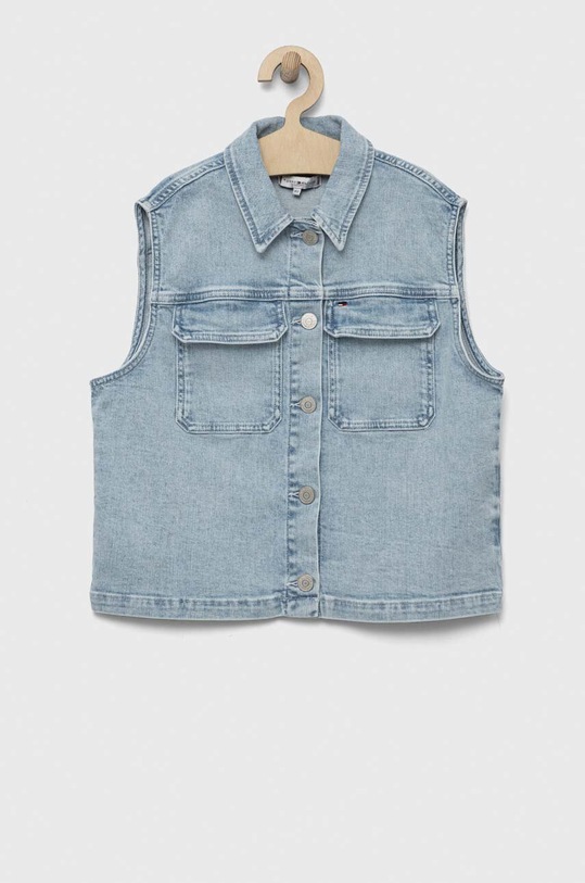 Tommy Hilfiger bezrękawnik jeansowy dziecięcy bez kaptura niebieski KG0KG07225.PPYX