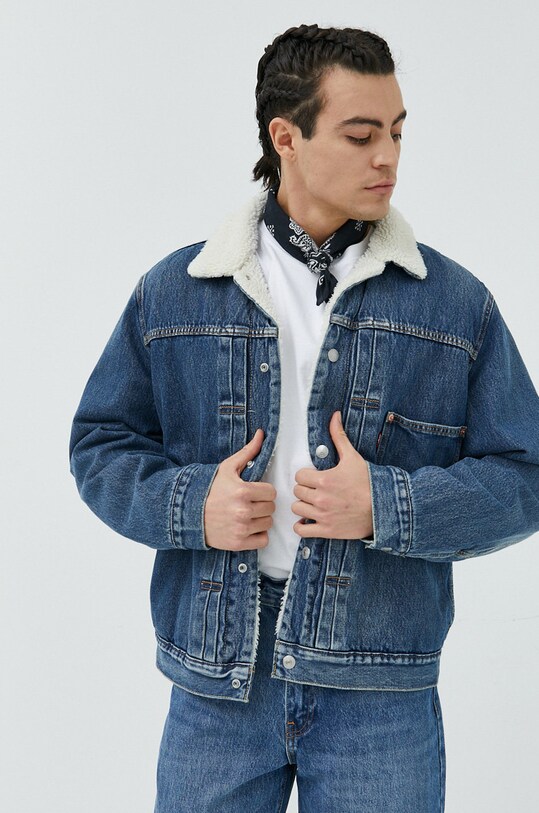 Levi's geacă din denim cu captuseala albastru A4882.0000