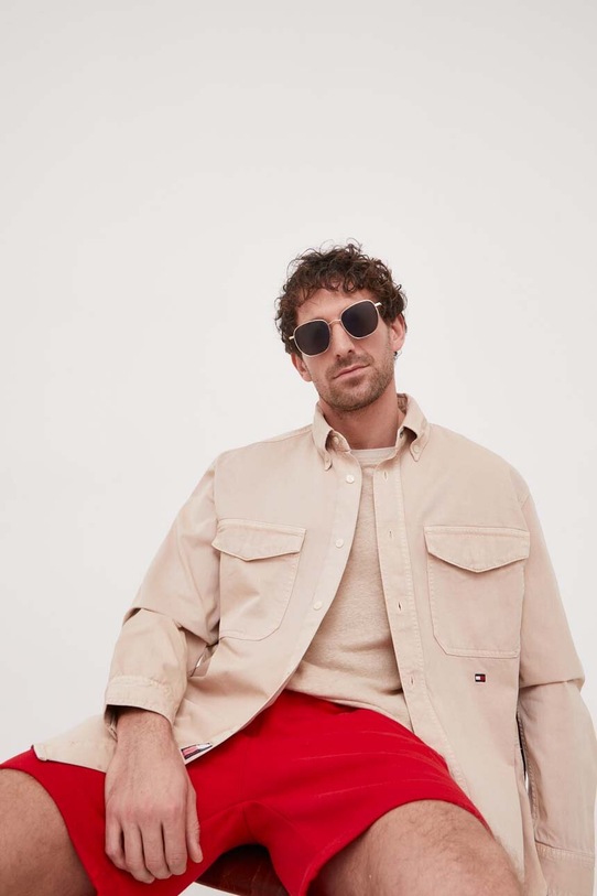 Džínová košile Tommy Hilfiger x Shawn Mendes riflovina béžová MW0MW31197.PPYX