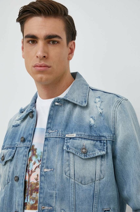 Guess kurtka jeansowa DILLON bez kaptura niebieski M2GXN1.D4HW4