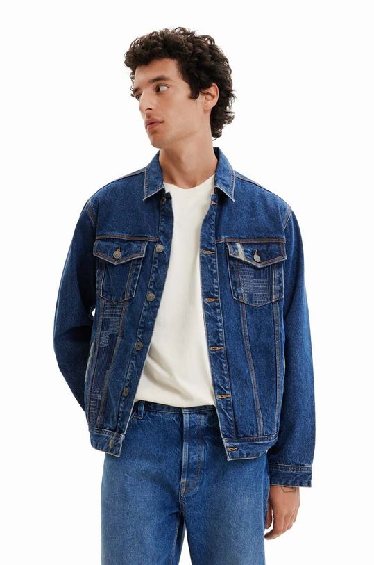 Desigual kurtka jeansowa bez kaptura niebieski 23SMED04