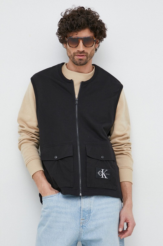 Calvin Klein Jeans pamut mellény pamut fekete J30J323166.PPYX