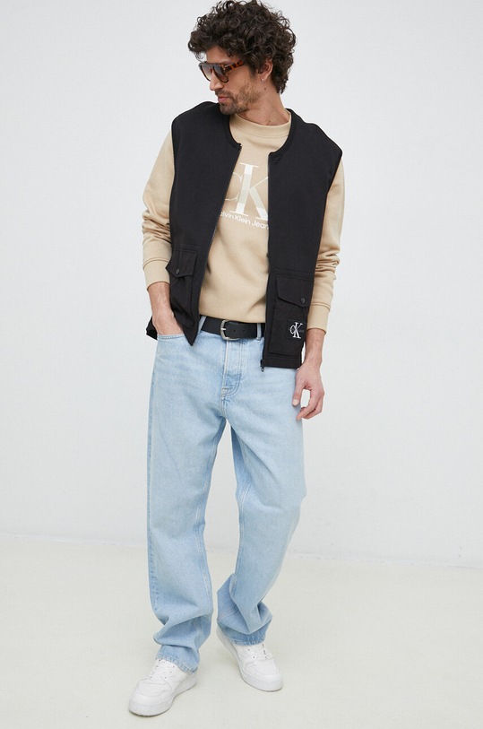 Calvin Klein Jeans pamut mellény J30J323166.PPYX fekete SS23
