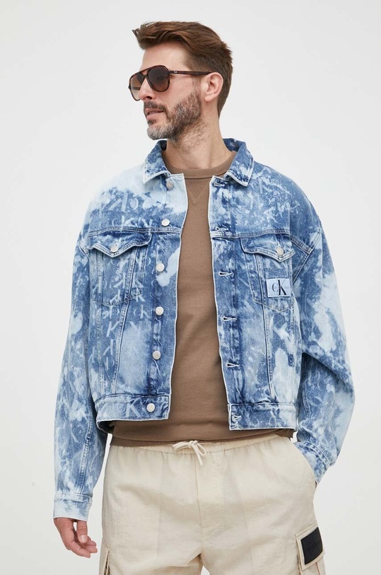 Τζιν μπουφάν Calvin Klein Jeans χωρίς κουκούλα μπλε J30J322762.PPYX