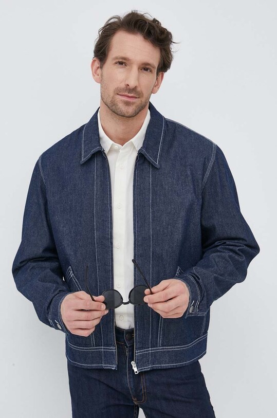 United Colors of Benetton kurtka jeansowa bez kaptura granatowy 22CLUN029.905