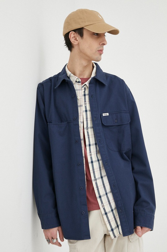 Бавовняна сорочка Wrangler casual темно-синій W5G58U114