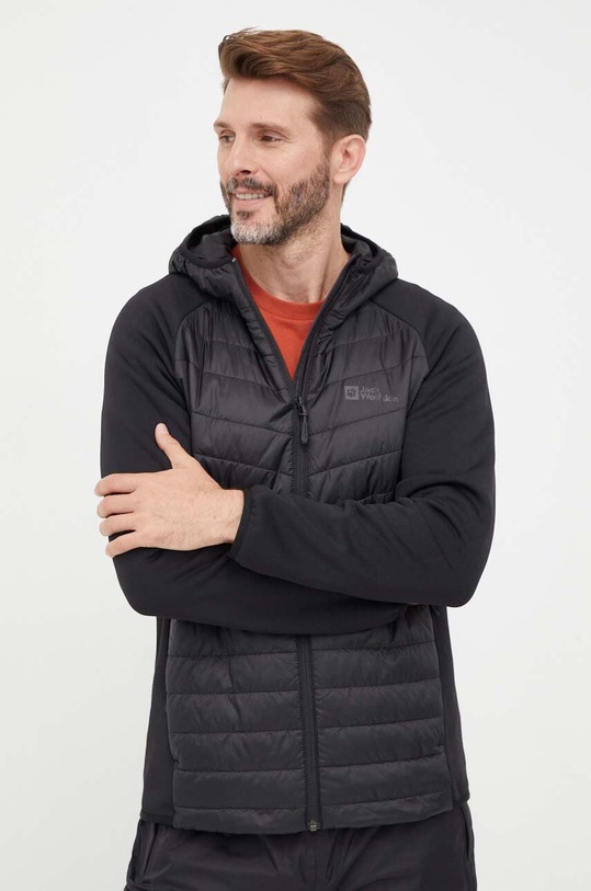 Спортивна куртка Jack Wolfskin Routeburn Pro Hybrid з капюшоном чорний 1710511