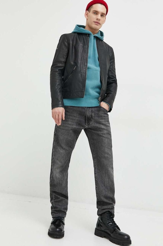 Superdry bőrdzseki M5011701A.02A fekete SS23