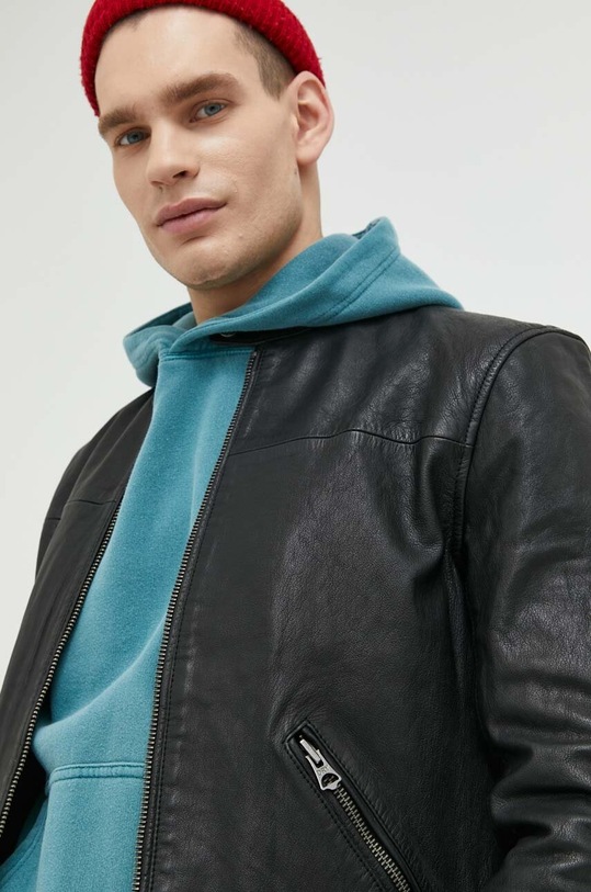 Superdry bőrdzseki fekete M5011701A.02A