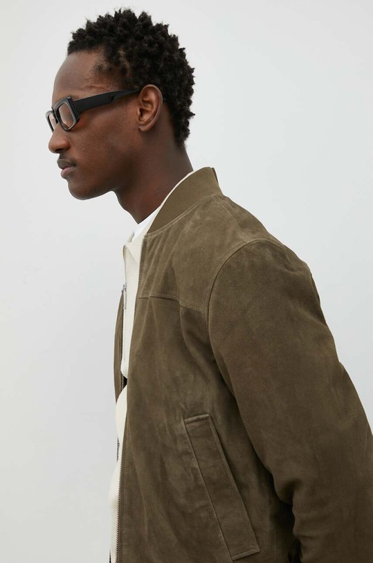 Les Deux kurtka bomber zamszowa nieocieplane zielony LDM610091