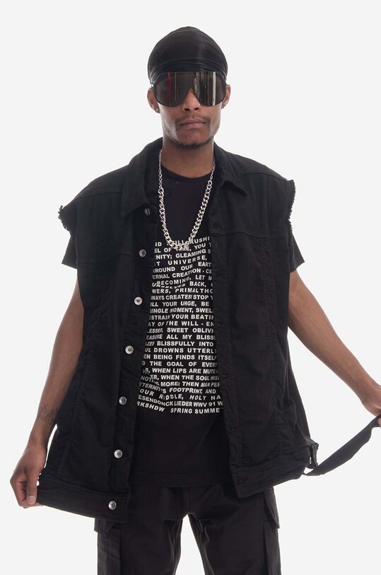 Rick Owens DRKSHDW bezrękawnik bez kaptura czarny DU01C6762.SDO.BLACK