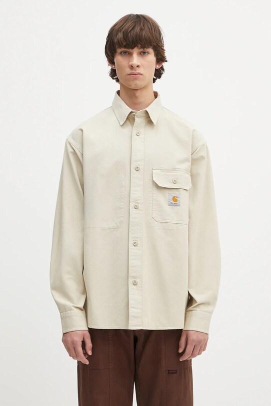 Bavlněná košile Carhartt WIP Reno Shirt Jac relaxed béžová I031447.2LPGD
