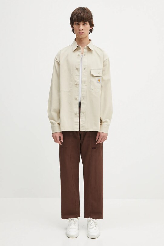 Хлопковая рубашка Carhartt WIP Reno Shirt Jac I031447.2LPGD бежевый