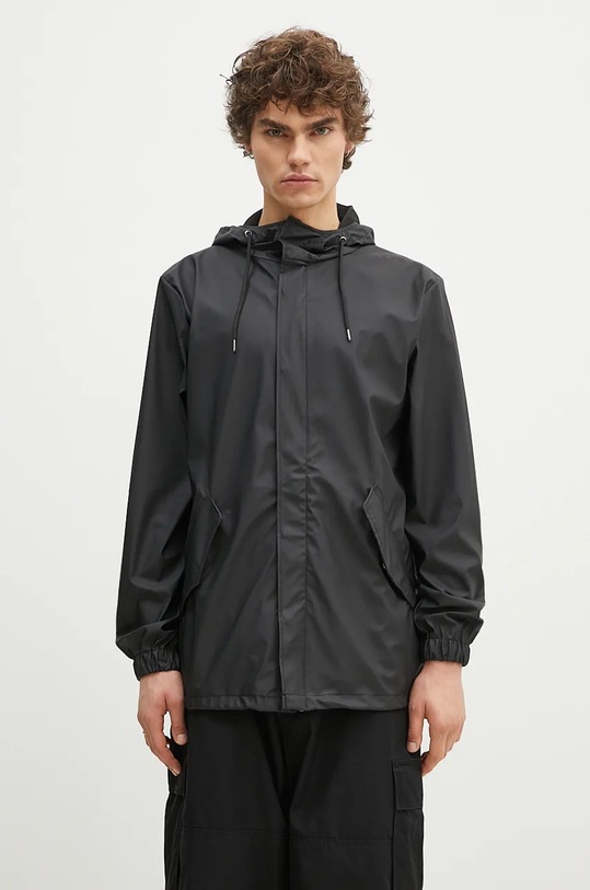 Протидощова куртка Rains 18010 Fishtail Jacket з капюшоном чорний 18010.01