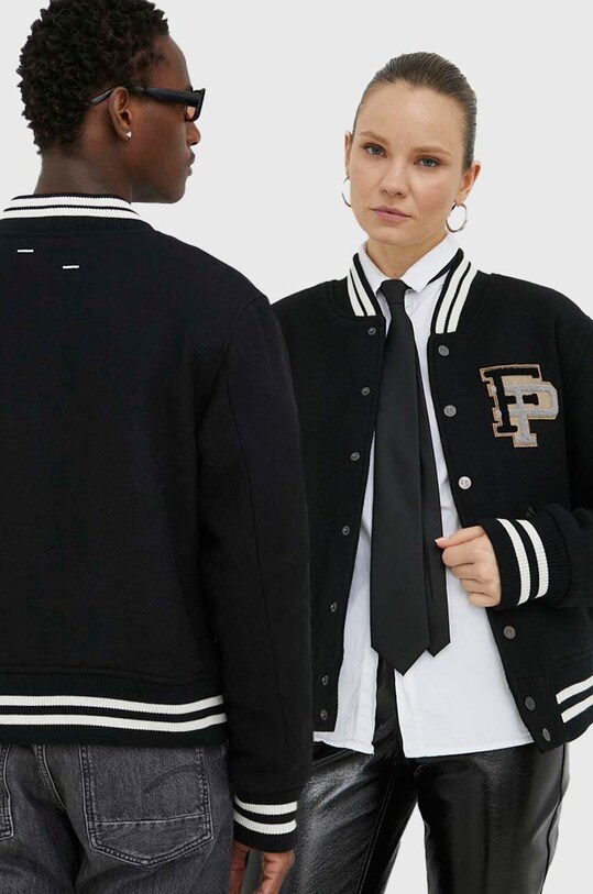 Вовняна куртка-бомбер Filling Pieces з підкладкою чорний 81422201863