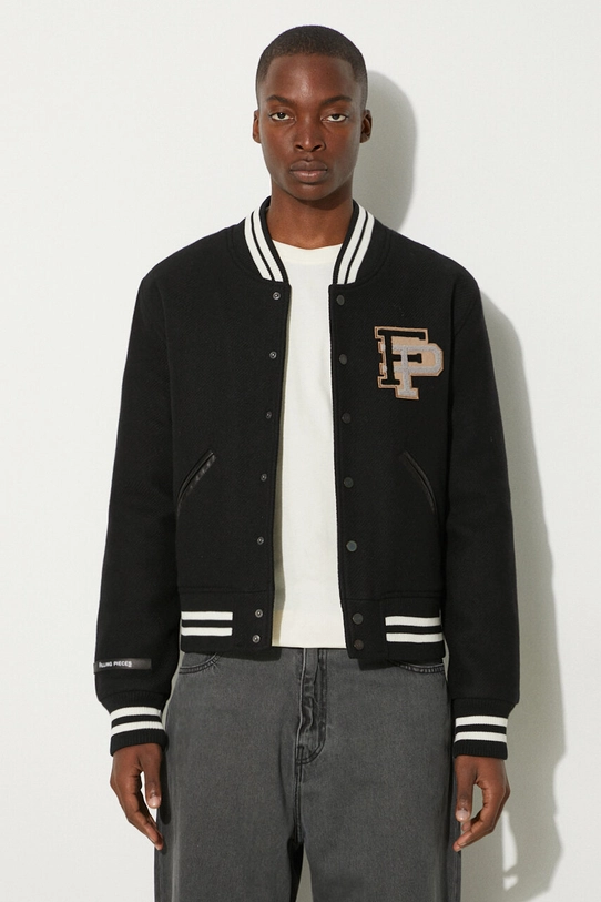 Vlnená bunda bomber Filling Pieces 
Varsity Jacket 81422201863 čierna SS23