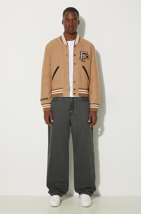 Шерстяная куртка-бомбер Filling Pieces коричневый 81422209985