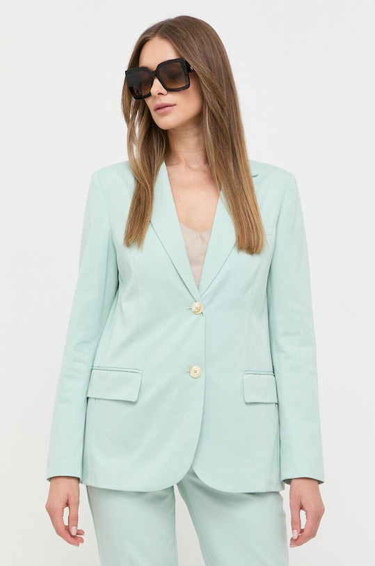 Twinset marynarka z domieszką lnu tkanina zielony 231TP2540