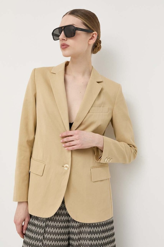 Twinset marynarka z domieszką lnu tkanina beżowy 231TP2540