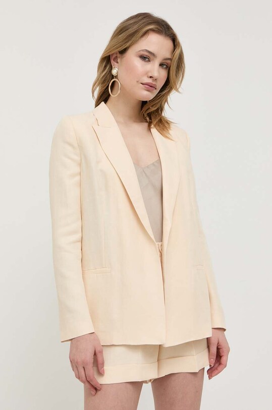 Blazer με μείγμα λινών Twinset ύφασμα μπεζ 231TT2780