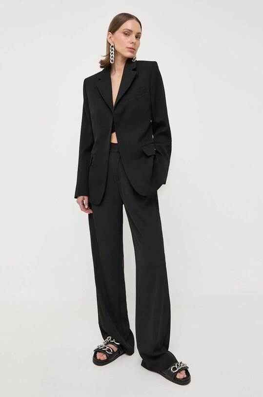Шерстяной пиджак Victoria Beckham 1223WJK004765A чёрный SS23