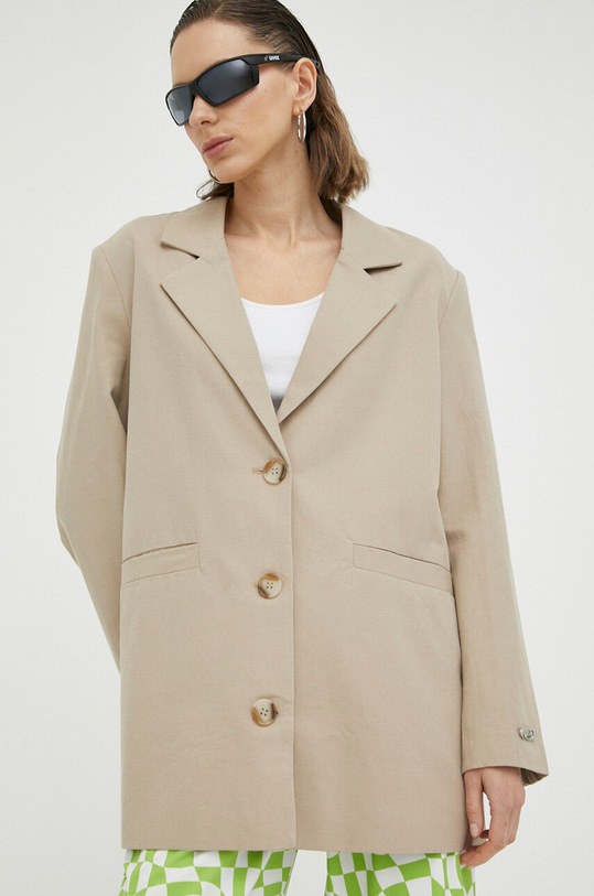 Résumé blazer din amestec de in cu captuseala bej 16390917