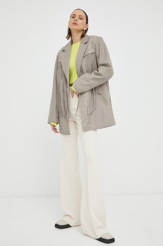 Шкіряна куртка Gestuz AvivaGZ Frill 10906967 сірий SS23