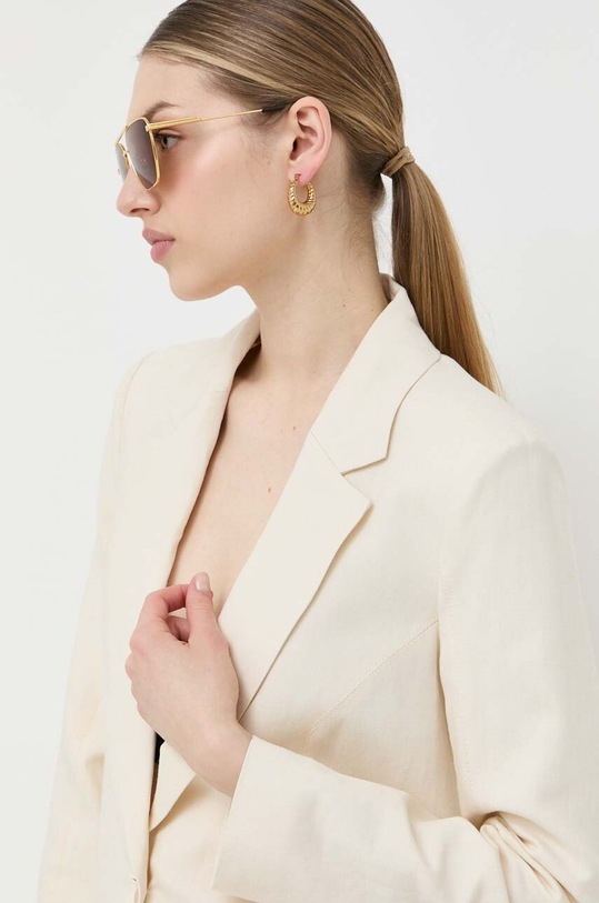 Patrizia Pepe marynarka z domieszką lnu beżowy 2S1453.A052