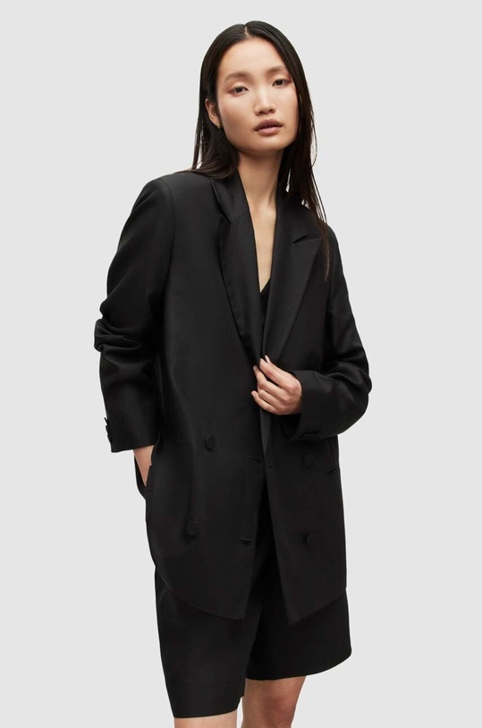 AllSaints marynarka z domieszką lnu PETRA BLAZER WT003Y czarny SS23