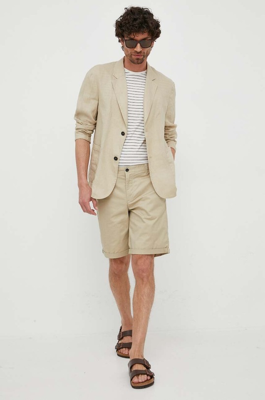 Sisley giacca in lino 2AGHSW00Z.39A beige SS23