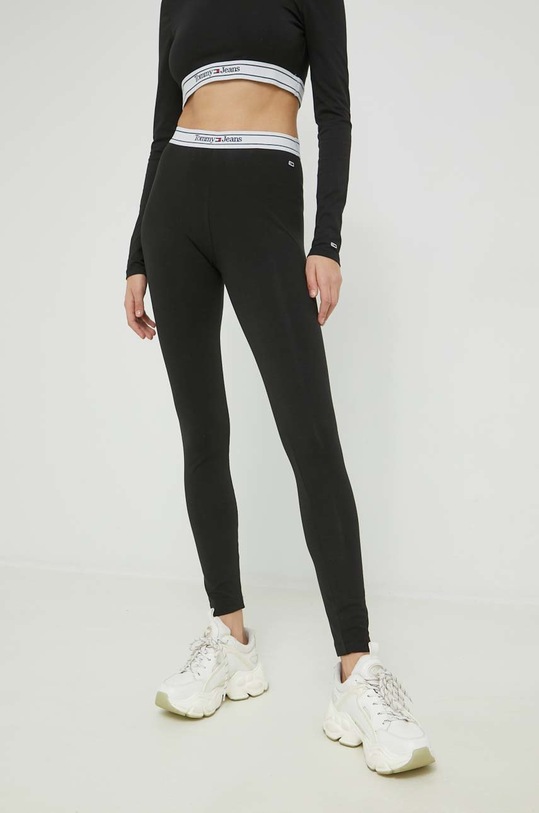 Tommy Jeans legginsy z elastanem czarny DW0DW14986.PPYX