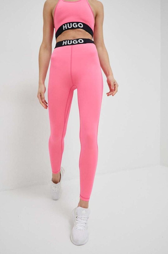 HUGO legginsy z elastanem różowy 50488442